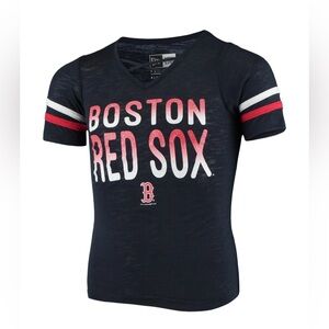 Girls Youth Boston Red Sox New Era Navy Slub Jersey V-Neck T-Shirt 10/12